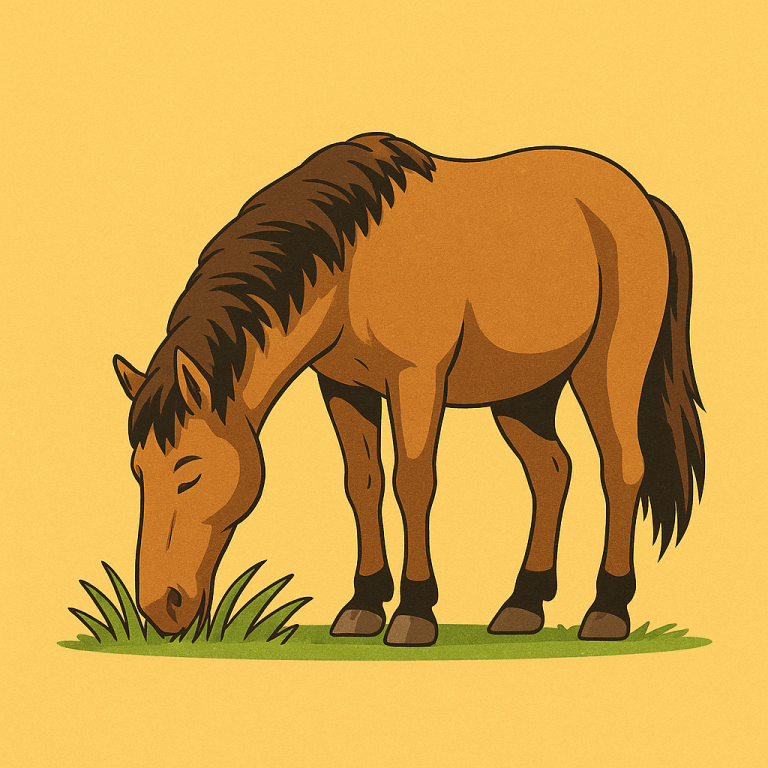 Braunes Pferd mit einem weißen Fleck im Gesicht und einem Strickhalfter.